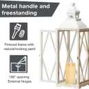 Glitzhome Lanterns Decorative Indoor, Set of 2 Farmhouse Decorative Candle Lanterns, Large Wooden Lanterns Decor Floor Candle Holder Lanterns, Distressed Hanging Lanterns for Home Décor (No Glass)