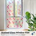 rabbitgoo Window Privacy Film, Stained Glass Window Film Decorative, Frosted Glass Privacy Covering Vinyl, Non-Adhesive Static Cling Tint Sun Blocking for Home Door, Multicolor, 23.6" x 78.7"