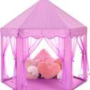 Monobeach Princess Tent Girls Large Playhouse Kids Castle Play Tent with Star Lights Gift Toy for Children Indoor and Outdoor Games, 55'' x 53'' (DxH) (Purple)