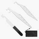 3Pcs Professional Stainless Steel Firefighter Tool Set - Includes Multi-Functional Hand Lever with Comfort Grip, Precision Single-Hook and Double-Hook Tools with Integrated Ruler Scales