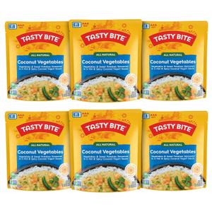 Tasty Bite Hot & Spicy Coconut Vegetables, 10 Ounce, Pack of 6, Ready to Eat, Microwavable Entree, Vegetarian, Packaging May Vary Best By Jan 31, 2o27