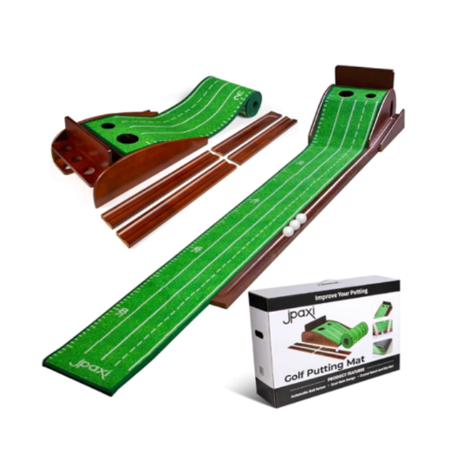 Golf Putting Mat with Auto Ball Return | Luxurious Velvet Surface | Indoor & Outdoor Putting Green for Home, Office, Backyard Golf Practice | Perfect Golf Gift for Men & Women