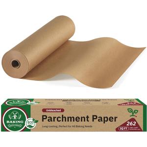 Unbleached 15in x 210ft Parchment Paper Roll for Baking- 262 Sq.Ft with Built-in Metal Cutter, Non-Stick & 450F Safe for Baking,Cooking, Air Fryer, Grilling, Meal Prep