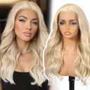 Light Blonde Synthetic Lace Front Wig,136 Curly Glueless Wigs for Women Daily Use 22IN#R10119