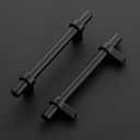 Ravinte 10 Pack 6 Inch Cabinet Pulls Matte Black Kitchen Cabinet Hardware Cupboard Handles with Square Base 6" Length,3.75" Hole Center