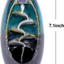 SPACEKEEPER Ceramic Backflow Incense Holder Waterfall Incense Burner, Aromatherapy Ornament Home Decor with 120 Backflow Incense Cones + 30 Incense Stick , Blue Set