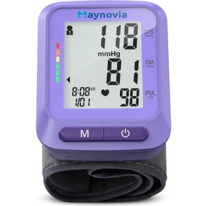 Wrist Blood Pressure Monitor - Automatic Blood Pressure Cuff for Home Use, Digital BP Monitor Wrist with Large LCD Display, BP Cuff Wrist for Adults, 2x60 Memory, Fits 5.3"-8.5"(Purple)
