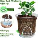 MIXC 18 Packs 6.5/5/4 Inch Self Watering Pots for Indoor Plants - Clear Nursery Plant Pots with Drainage, Deep Visible Reservoir - Flower Planter Outdoor with Wicking Rope