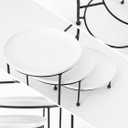 Kanwone 3 Tiered Serving Stand with White Porcelain Plates, 10" Round Tray, Dessert Table Display Set, Black Metal Stand, Versatile & Durable