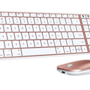 seenda Bluetooth Keyboard and Mouse for Mac, SKM64-2 Multi-Device Rechargeable Slim Wireless Keyboard Mouse Stainless Steel Full Size, Compatible with MacBook Pro/Air, iPad, iMac - White Rose Gold