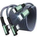 AINOPE 240W USB C to USB C Cable (6.6ft 2Pack Chubby USB C) USB C to USB C Fast Charging Cable, Right Angle USB C Charger Cable for iPhone16 Charger Cord, MacBook Pro, iPad, Samsung Galaxy S25 (Grey)