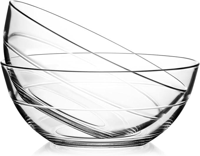 NUTRIUPS 8.7 inch Tempered Glass Mixing Bowls 2
 Pack, Salad Bowl for Kitchen Microwave, Dishwasher and Oven Safe