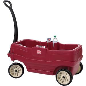 Step2 Neighborhood Wagon, Kids Ride On Toy, Stroller Substitute, Includes Seat Belts, Made of Durable Plastic, Max Weight 75 lbs., For Toddlers 1.5-5 Years Old, Red