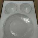 Havawish 18 Pcs Glass Dinnerware Set Sleek Round Clear Glass Plate and Bowl Sets for Dessert, Salad, Fruit, Dishwasher, Microwave Safe Kitchen Dining