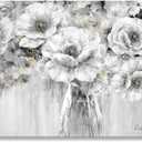 Woxfcart White Flower Canvas Wall Art, 24 x 32 Inch Black White Gold Floral Vase Print Modern Home Decor for Living Room Bedroom, Ready to Hang