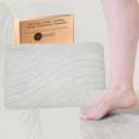 Innerfly Stone Bath Mat Size 23.5"x 15"inch, Stone Mat with Wave Design Bath Stone, Quick Dry Bath Stone Mat, Diatomaceous Earth Bath Mat Non-Slip (Light Grey)