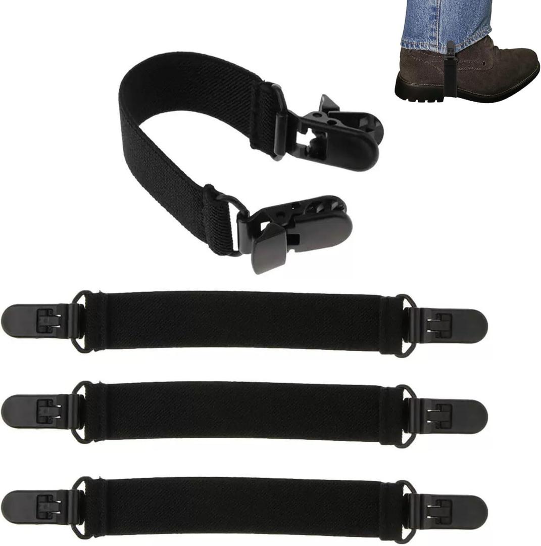 4 Pcs Adjustable Elastic Stirrups with Anti-slip and Anti-crease Clips for Pants Boot Straps for Cowboy Boots Pant Leg Clips for Women and Men Riding Motorcycle Mitten Pants