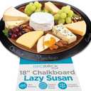 BIRDROCK HOME 18" Chalkboard Lazy Susan | Food Labels | Table Top Turntable | Cabinet or Pantry Organizer | Decorative Spice Rack Medicine Cleaning Spinning Table | Wood - Large