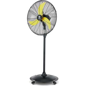 FUGOO 24'' Outdoor Oscillating Pedestal Fan With All Sealed Brushless DC Motor, 4-Speed Waterproof Outdoor Fan, Heavy Duty Industrial Floor Fans for House,Patios, Commercial, Garage, Warehouse, Black/Yellow 