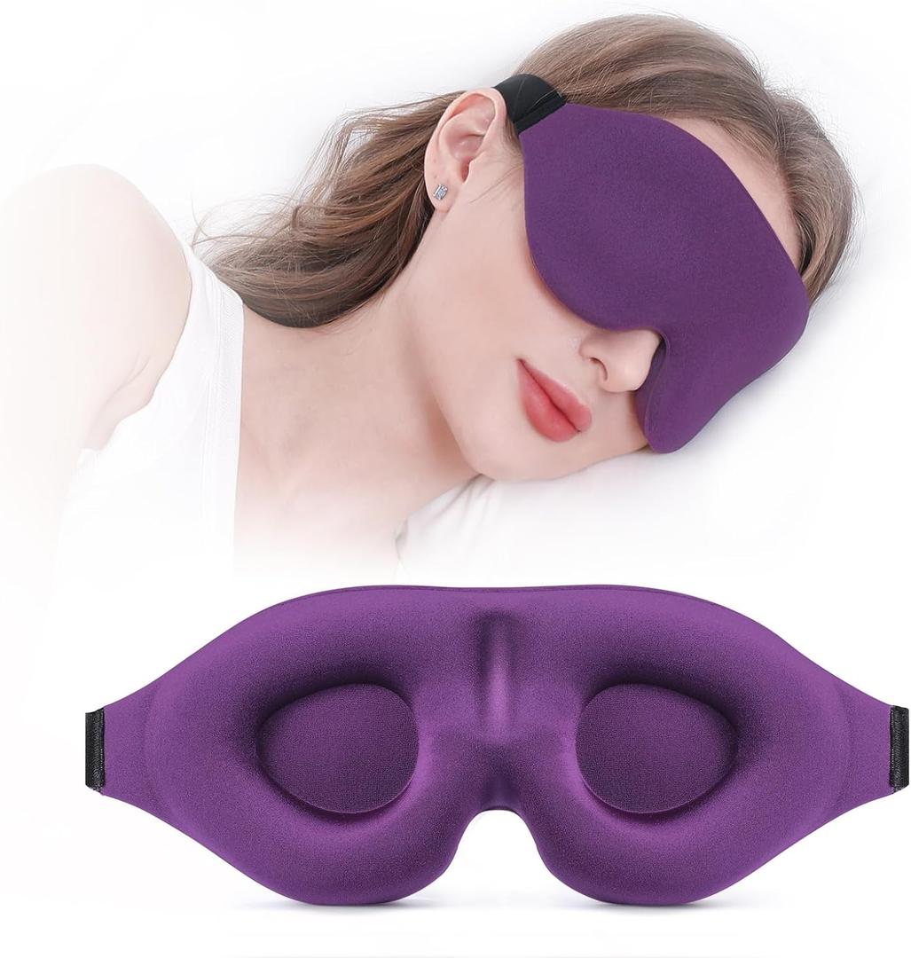 YIVIEW Sleep Mask for Side Sleeper, Complete Light Blocking 3D Sleeping Eye Mask, Soft Breathable Eye Cover for Women Men, Relaxing Zero Pressure Night Blindfold (Purple)