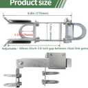 BiJun Chain Link Double Gate Latch Chain Link Fence Gate Latch for 1-3/8" Gate Frames,Chain Link Residential Strong Arm Double Gate Latch Equipped with Convenient Padlock Holes (Silvery)