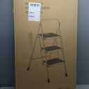 HBTower Step Ladder, Folding Step Stool with Wide Anti-Slip Pedal, Sturdy Steel Ladder, Convenient Handrail, Lightweight, Portable Steel Step Stool