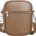 Small Crossbody bag for men shoulder bag mens purse satchel Pu leather messenger bag (Brown)