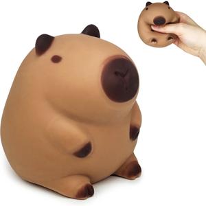 Squishy Capybara Stress Balls Squeeze Toys, Super Fun Animal Stress Relief Ball for Kids and Teens, Dough Ball Sensory Toys, Party Favors, Classroom Prizes | Sitting Capybara Squish Balls Fidget Toys