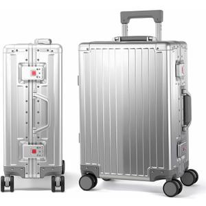 All Aluminum Carry On Luggage 22x14x9 Airline ApprovedHard Shell Carry On Luggage, Zipperless Luggage Aluminum Suitcase Luggage (sliver, 20inch) (Silver)