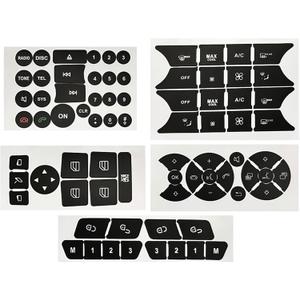 Car Button Decals Interior Stickers for Mercedes Benz W204 C250 C350 E-Class 2008-2014 AC Radio Steering Wheel Air Conditioner Number Door Repair Sticker Kit
