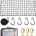 Orion Motor Tech 2'x3' Small Cargo Net with 2"x2" Small Mesh, 4x6 Foot Max Size Cargo Net for SUV Roof Rack Cargo Basket Net with Locking Carabiners, Ratchet Strap, Roof Rack Net (Black)