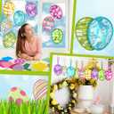 Motipuns 32 Pcs Easter Suncatchers Craft Bunny Egg Ornaments Easter Craft Kit Stained Glass Tissue Paper Bulk Spring Window DIY Art Gift for Home Creative Activities Party Decoration(Vivid)