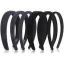 DiyJibb Velvet Headbands for Women and Teens, 6PCS Non-Slip Padded Hairbands with 3 Width Options (0.6", 0.8", 1.2"), Soft Comfortable Hair Accessories for Daily Wear, Makeup, Sports, and Gifts (Black)