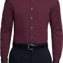 Kenneth Cole Unlisted Men's Slim Fit Solid Dress Shirt, 15"-15.5" Neck 32"-33" Sleeve, Burgundy