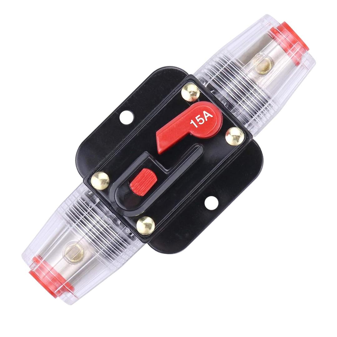 ZOOKOTO 12V-24V DC 15A Car Audio Inline Circuit Breaker Reset Fuse Holders Inverter for Stereo Switch System Protection 15 Amp