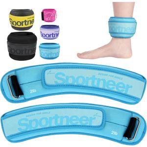Sportneer Ankle Weights 0.5/1/2/3/5 LBS 1 Pair Wrist Leg Arm Weights for Women Men Kids Child with Adjustable Straps, Strength Weighted for Jogging Running Walking Fitness Gym Workout (Blue)