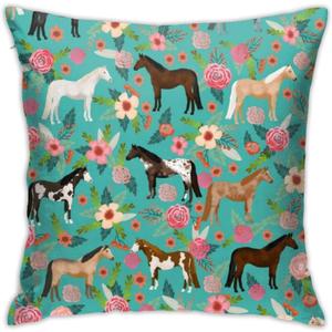 NBFKDO Horse Multi Coat Floral Horses Daily Decorations Sofa Throw Pillow Case Cushion Covers Zippered Pillowcase 4545