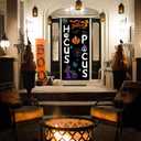 Hocus Pocus Door Cover - Large Fabric Halloween Party Decorations Sign for Front Porch, Indoor/Outdoor