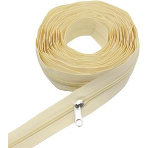 YaHoGa #3 Beige Nylon Coil Zippers by The Yard Bulk 10 Yards with 25pcs Sliders for DIY Sewing Tailor Crafts Bags (#3 Beige)