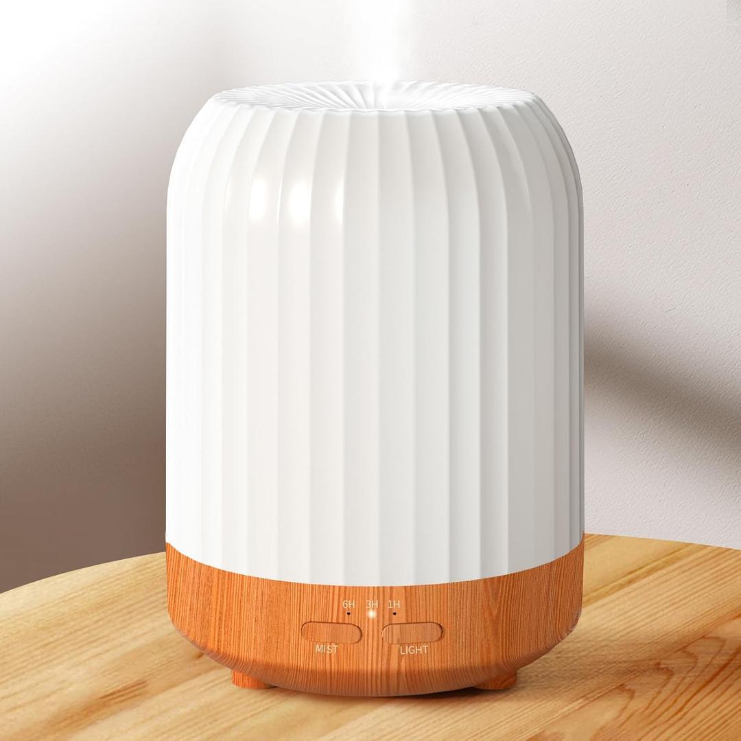 Essential Oil Diffuser for Bedroom, Quiet Humidifiers for Home, Ultrasonic 250ML Aromatherapy Diffuser with 7 LED Colors & Safety Auto-Off Time, Quiet for Bedroom, Baby Room, Hotel & Plants (Brown)