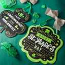 Jetec 2 Pieces St. Patrick's Day Door Sign Shamrock Wooden Sign for Patrick's Day Decor 12 x 12 Inch Farmhouse Shamrock Hanging Decoration for Front Door and Wall