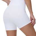 Dragon Fit Women's Workout Shorts High Waist Tummy Control Breathable Biker Shorts for Gym Running 5" (White, M)