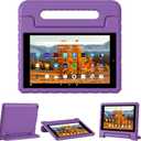 Kids Case for Amazon Kindle Fire HD 10 5th/7th/9th Generation 2015/2017/2019 Released, Shockproof Protective Tablet Cases with Adjustable Handle Stand, Purple