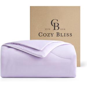Cozy Bliss Cooling Comforter Queen Size Dual-Sided, Ultra-Soft Cooling Blankets for Hot Sleepers and Night Sweats, Breathable Lightweight Silky Smooth, Lavender Purple (Full/Queen(90"*90"))