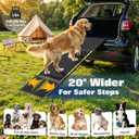 74" L x 20" W Extra Long Dog Ramp for Car - Wider Portable Pet Ramp for Large Dogs, Foldable Dog Car Ramps for Truck, SUV, RV & Bed, Outdoor Dogs Ramps with Non-Slip Mesh Supports Up to 250LBS, Black