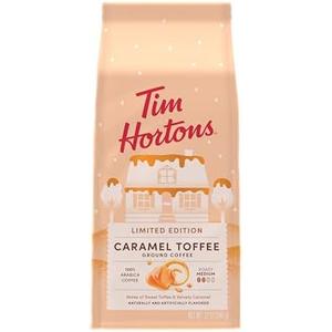 Pack of 2, Tim Hortons 12oz Ground Bag, Caramel Toffee Flavored 100% Arabica Coffee
