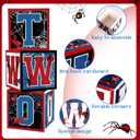 3 Pcs Spider 2nd Birthday Party Decorations Spider Theme Balloon Boxes Two Years Old Baby Letter Box Second Birthday Party Decorations Backdrop Photoshoot Props