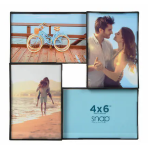 Snap® 4 Opening 4x6 Front Load Collage Photo Frame - Black
