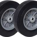 10" Flat-Free Solid Rubber Wheels  Set of 2 | 3/4" Ball Bearings for Hand Trucks, Dollies, Carts & Rubbermaid Tilt Trucks