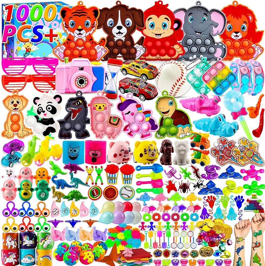 KissFuture 1000 PCS Party Favors for Kids, Fidget Toys Bulk, Prize Treasure Box Toys for Classroom, Birthday Gifts, Goodie Bags Stuffers for Kids, Pinata Stuffers, Carnival Prizes